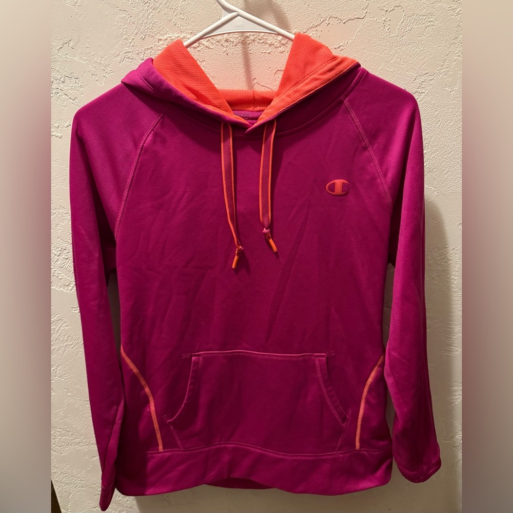 Champion Women's Vibrant Pink and Orange Sweatshirt Size Medium